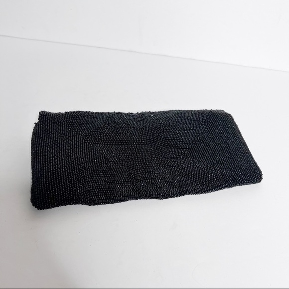 Vintage 50’s La Regale Original Black Beaded Flower Clutch Purse - Picture 3 of 6